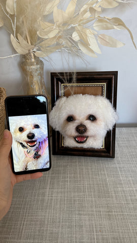 Crafting a Woolen Masterpiece: Mira's Portrait, A Pawsitively Adorable Tribute